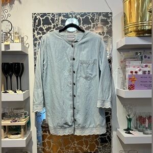 Vintage Denim Shirt with Lace Details